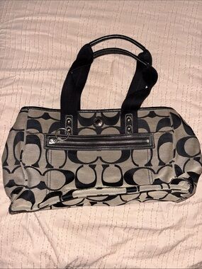Coach Black and Grey Signature Canvas Tote